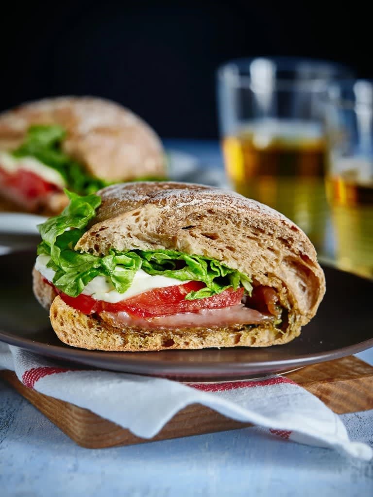 Caprese sandwich on a plate